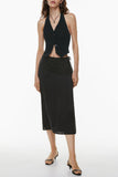 Wrap-Tie Midi Skirt