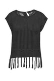 Fringe Hem Knit Blouse