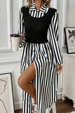 Striped Long-Sleeve Midi Dress