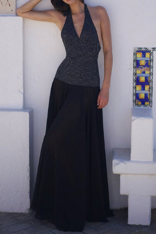 Halter Neck Polka Dot  Dress