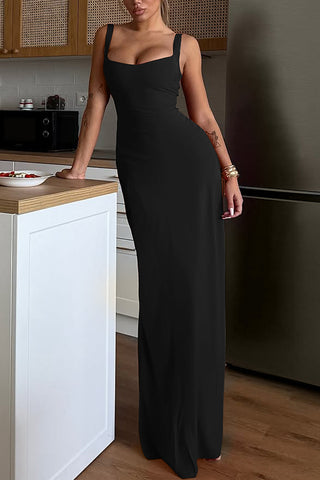 Elegant Evening Gown with Square Neckline