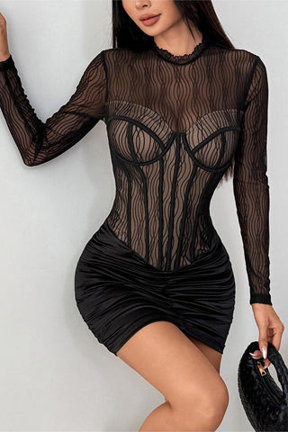 Sheer Long Sleeve Night Out Dress