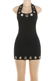 Halter Eyelet Casual Dress