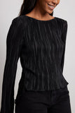 Elegant Pleated Long-Sleeve Blouse