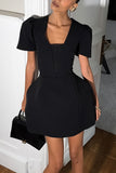 Sculpted Sleeve Evening Mini Dress