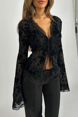 Floral Lace Sheer Blouse