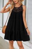 Crochet Yoke Swing Mini Dress