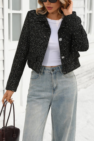 Chic Crop Denim Jacket with Button Detailing