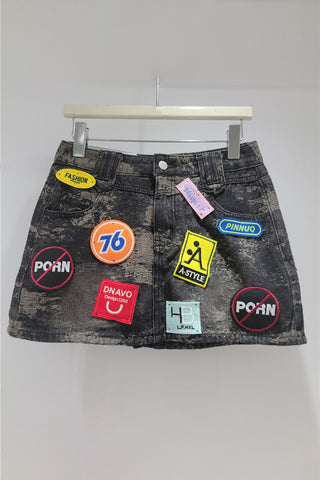 Patchwork Denim Mini Skirt