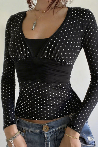Polka Dot Long Sleeve Blouse
