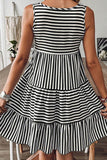 Sleeveless Tiered Striped Dress