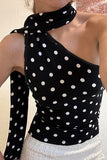 Polka Dot One-Shoulder Top