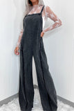 Wide-Leg Denim Overall Jumpsuit
