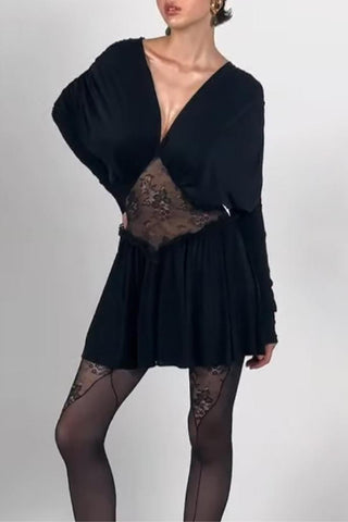 Lace-Accent Casual Dress