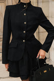 Tailored Buttoned Skirt Suit Set