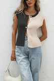Two-Tone Button-Front Cardigan