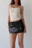 Sequin Floral Accent Mini Skirt