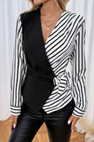 Striped Wrap-Front Blouse