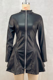 Zip-Front Casual Skater Dress