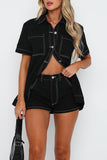 Button-Front Short Set