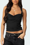 Knotted Shoulder Ruched Tank Top