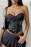 Strapless Buckle-Detail Corset Top