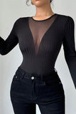 Long-Sleeve Mesh-Insert Top