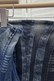 Strapless Denim Patterned Top