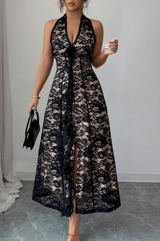 Halter Lace Maxi Dress