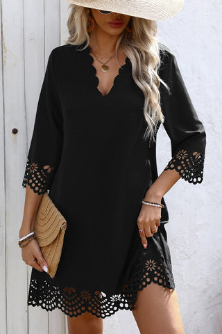 Scalloped Lace Casual Dress