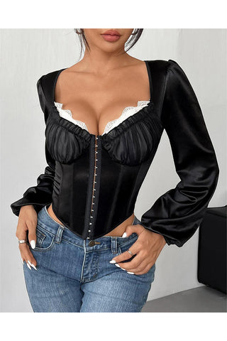 Hook-Front Corset Blouse