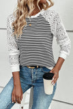 Textured Lace Patchwork Long Sleeve Top