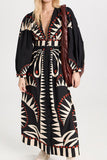 Geometric Print Long Casual Dress