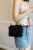 Ruffled Textured Shoulder Bag