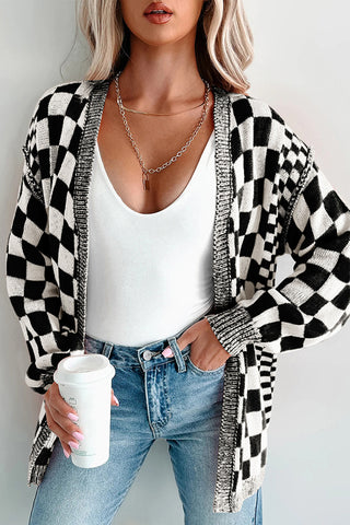 Checkerboard Knit Cardigan