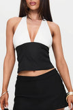 Halter Neck Two-Tone Tank Top