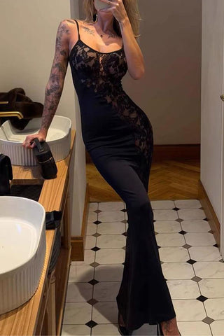 Elegant Lace Detail Evening Gown
