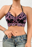 Floral Lace Halter Crop Top