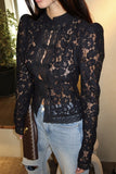 Elegant Lace Button-Down Blouse