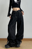 Wide-Leg Casual Pants with Button Detail