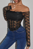 Off-Shoulder Lace Long-Sleeve Top