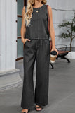 Chic Sleeveless Denim Top and Pants Set