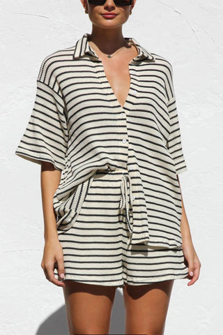 Striped Tie-Waist Short Set