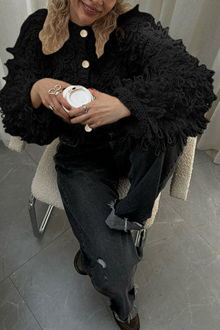 Textured Button-Up Cardigan Sweater