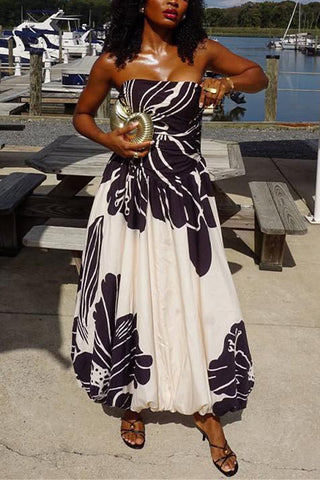 Strapless Floral Vacation Dress