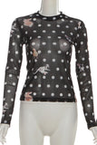 Playful Polka Dot Mesh T-Shirt