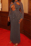 Chevron Long-Sleeve Casual Dress
