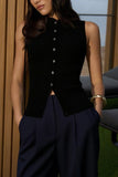 Button-Front Ribbed Tank Top