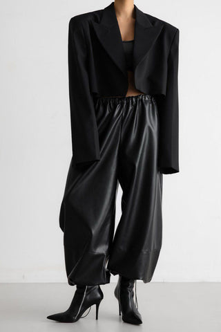 Elastic Waist Wide-Leg Casual Pants