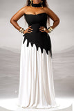 Strapless Wave-Hem Evening Dress